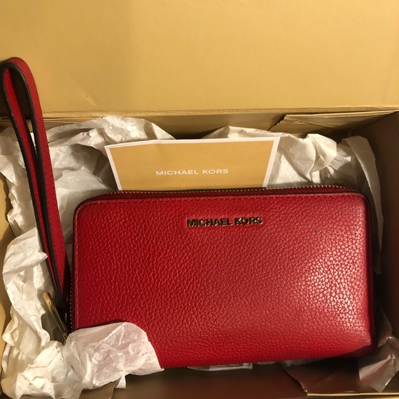 Michael Kors Handbags - Michael Kors Red Hand Wallet Purse Open Box
